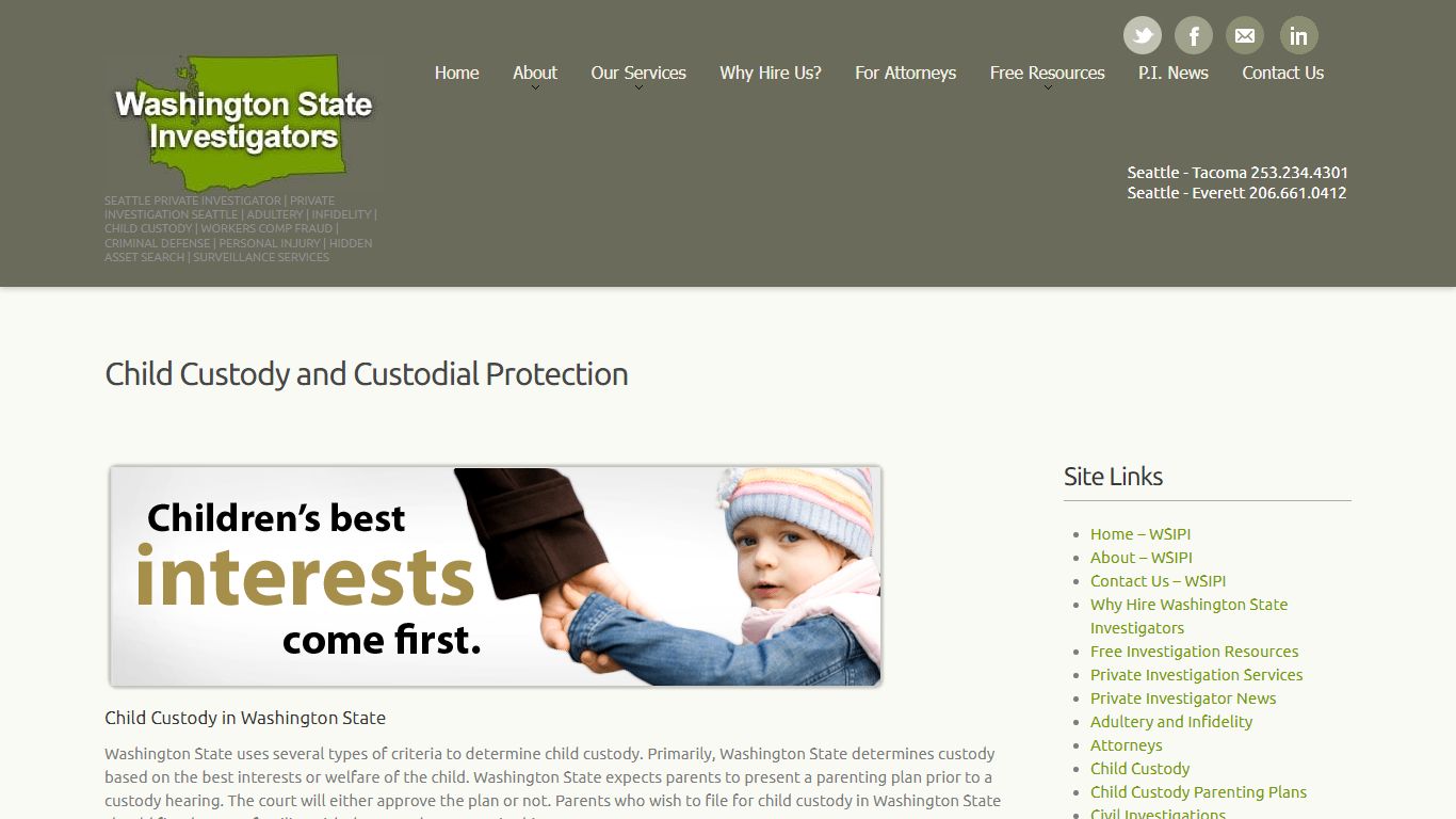 Child Custody and Custodial Protection - Washington State Investigators